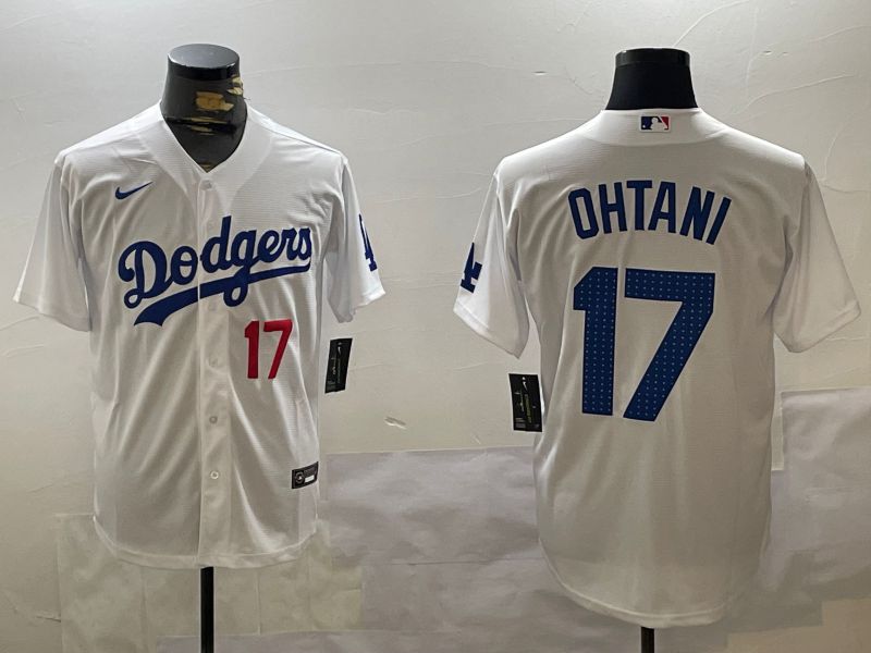 Men Los Angeles Dodgers #17 Ohtani White Game 2024 Nike MLB Jersey style 11206